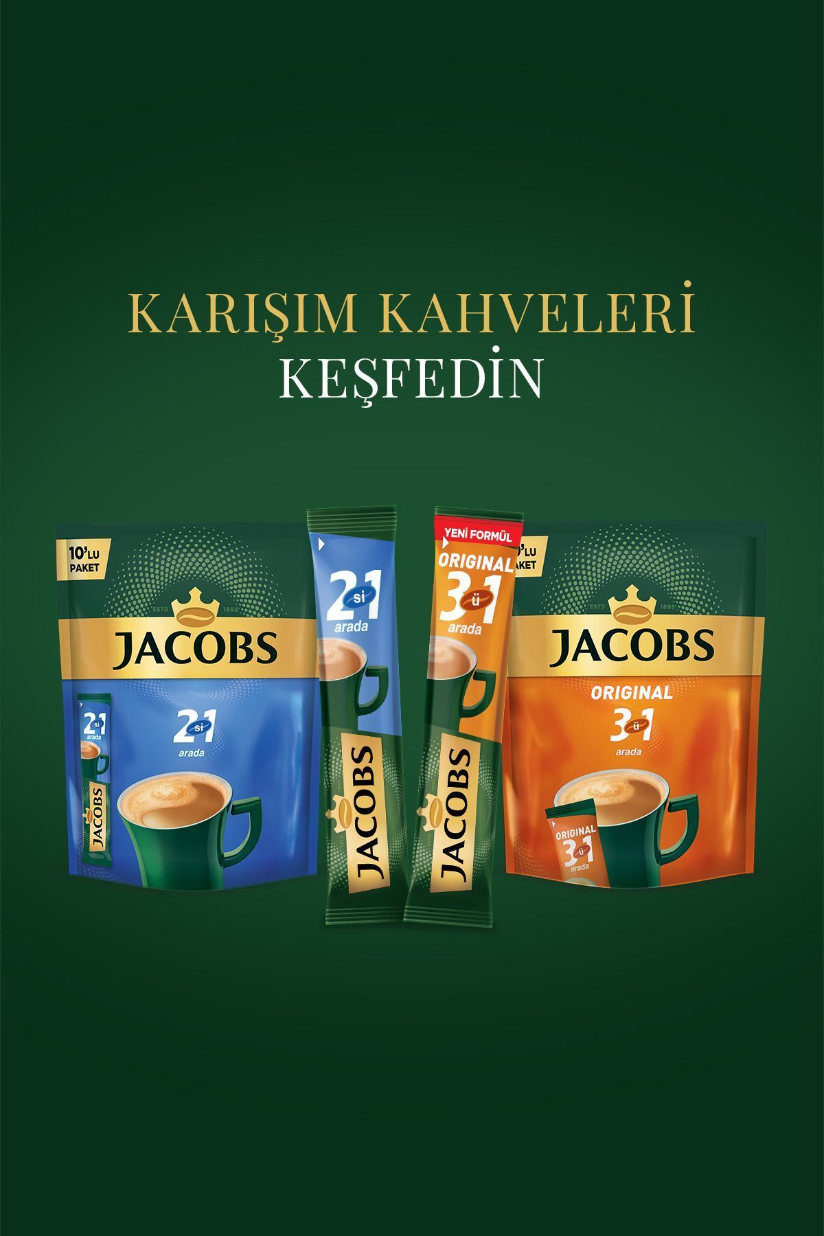 Jacobs 3`ü 1 Arada Karışım Kahve 40`lı Kutu Jacobs 3`ü 1 Arada Karışım Kahve 40`lı Kutu