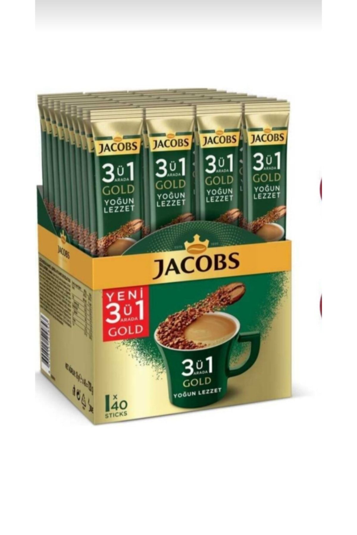 Jacobs 3in1 Arada Gold Yoğun Lezzet 1 Paket 40 Stıcks Jacobs 3in1 Arada Gold Yoğun Lezzet 1 Paket 40 Stıcks