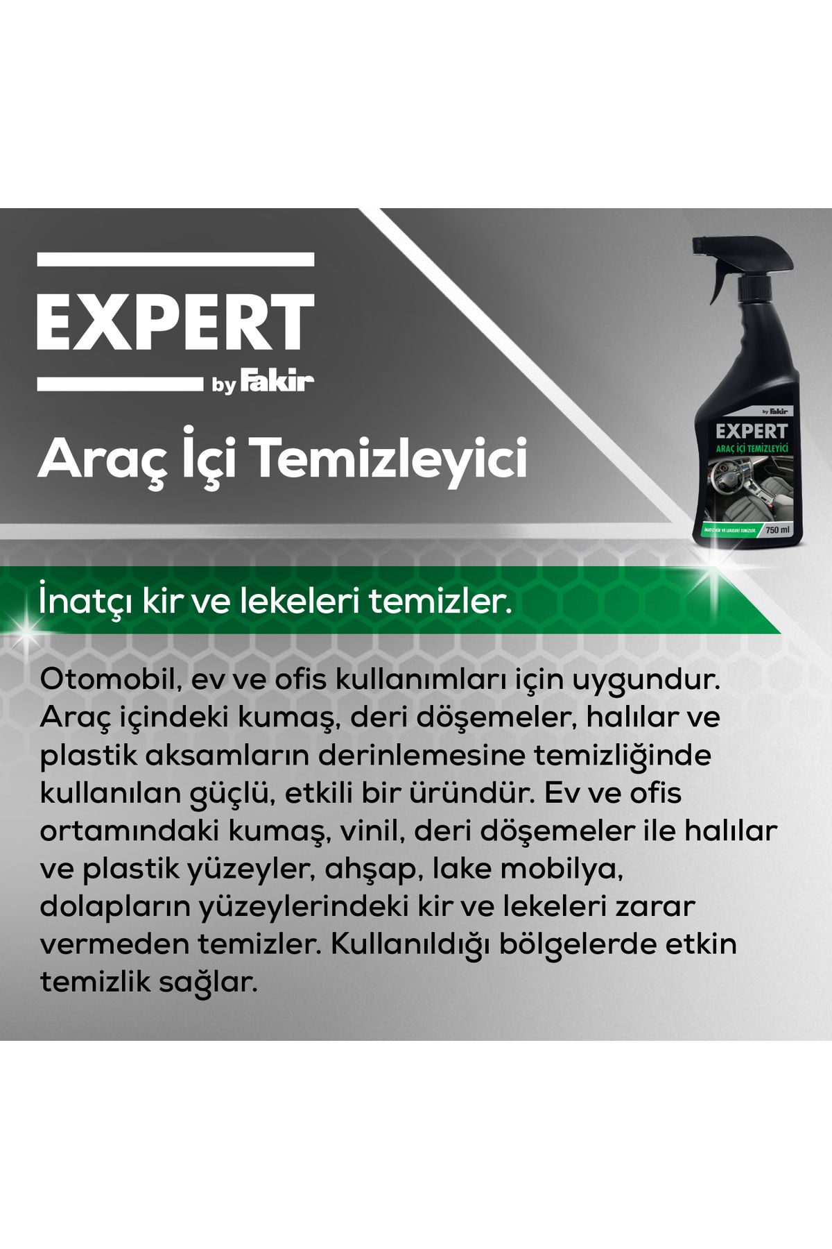 Araç İçi Temizleyici Sprey 750 ml – Kumaş, Deri, Plastik Yüzeyler İçin Güçlü Temizlik & Ferah Koku Araç İçi Temizleyici Sprey 750 ml – Kumaş, Deri, Plastik Yüzeyler İçin Güçlü Temizlik & Ferah Koku
