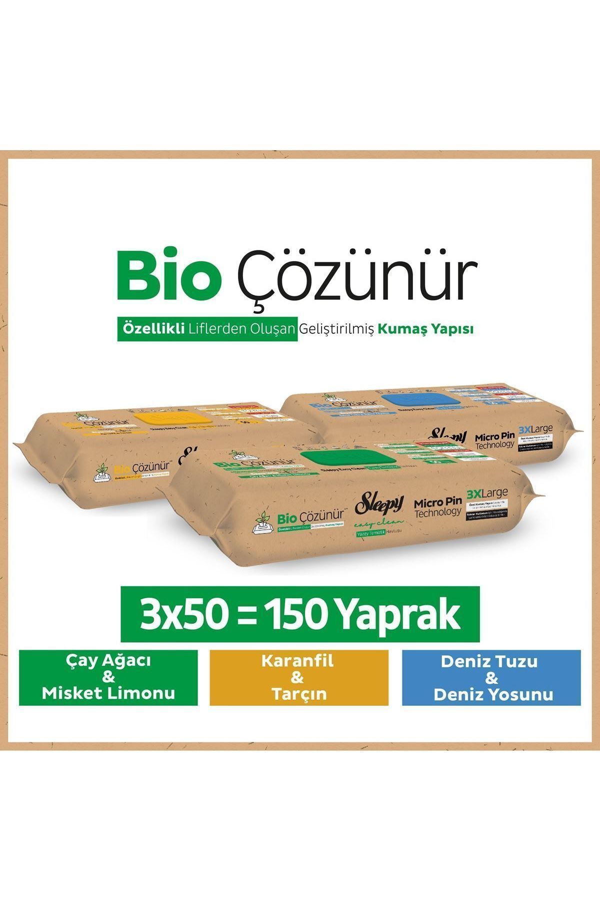 Sleepy Bio Çözünür Yüzey Temizlik Havlusu&mendili Karma Paket 3x50 (150 YAPRAK) Sleepy Bio Çözünür Yüzey Temizlik Havlusu&mendili Karma Paket 3x50 (150 YAPRAK)