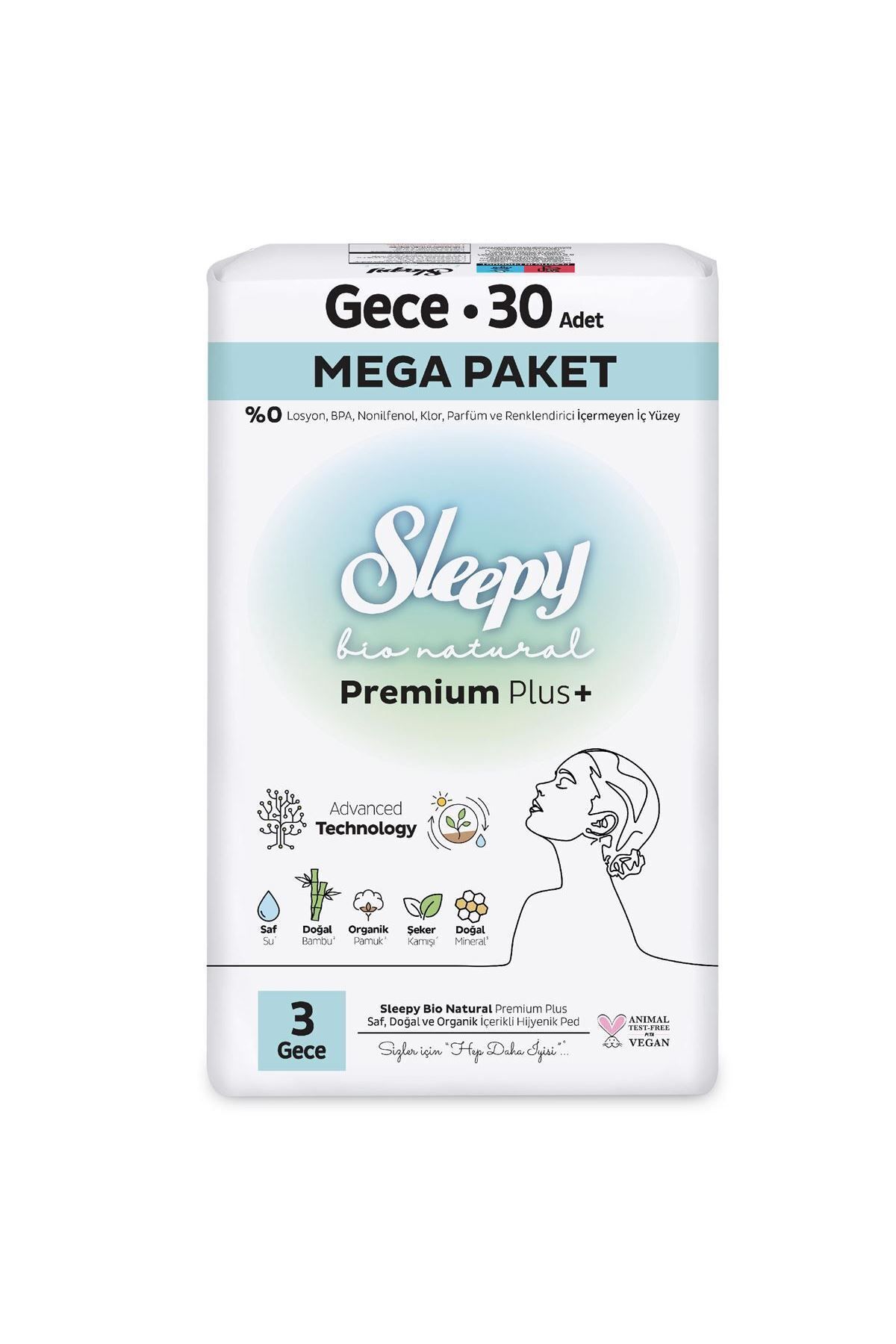 Sleepy Bio Natural Premium Plus Hijyenik Ped Mega Paket Gece 30 Adet Sleepy Bio Natural Premium Plus Hijyenik Ped Mega Paket Gece 30 Adet