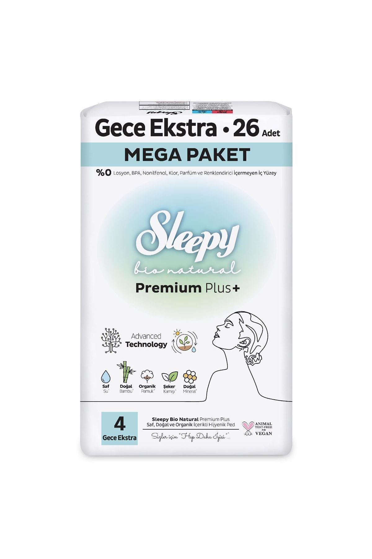 Sleepy Bio Natural Premium Plus Hijyenik Ped Mega Paket Gece Extra 26 Adet Sleepy Bio Natural Premium Plus Hijyenik Ped Mega Paket Gece Extra 26 Adet