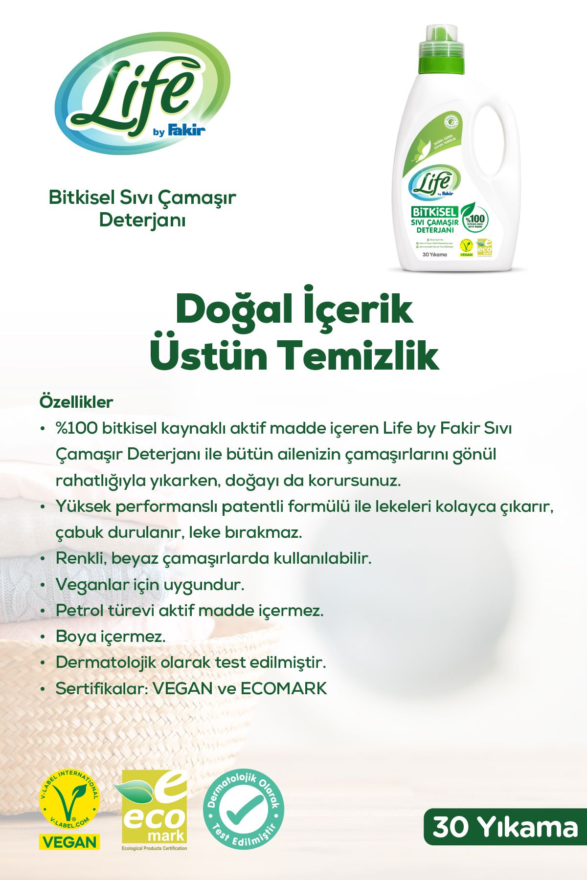 Bitkisel Bazlı Vegan Sıvı Çamaşır Deterjanı 1500 M Bitkisel Bazlı Vegan Sıvı Çamaşır Deterjanı 1500 M