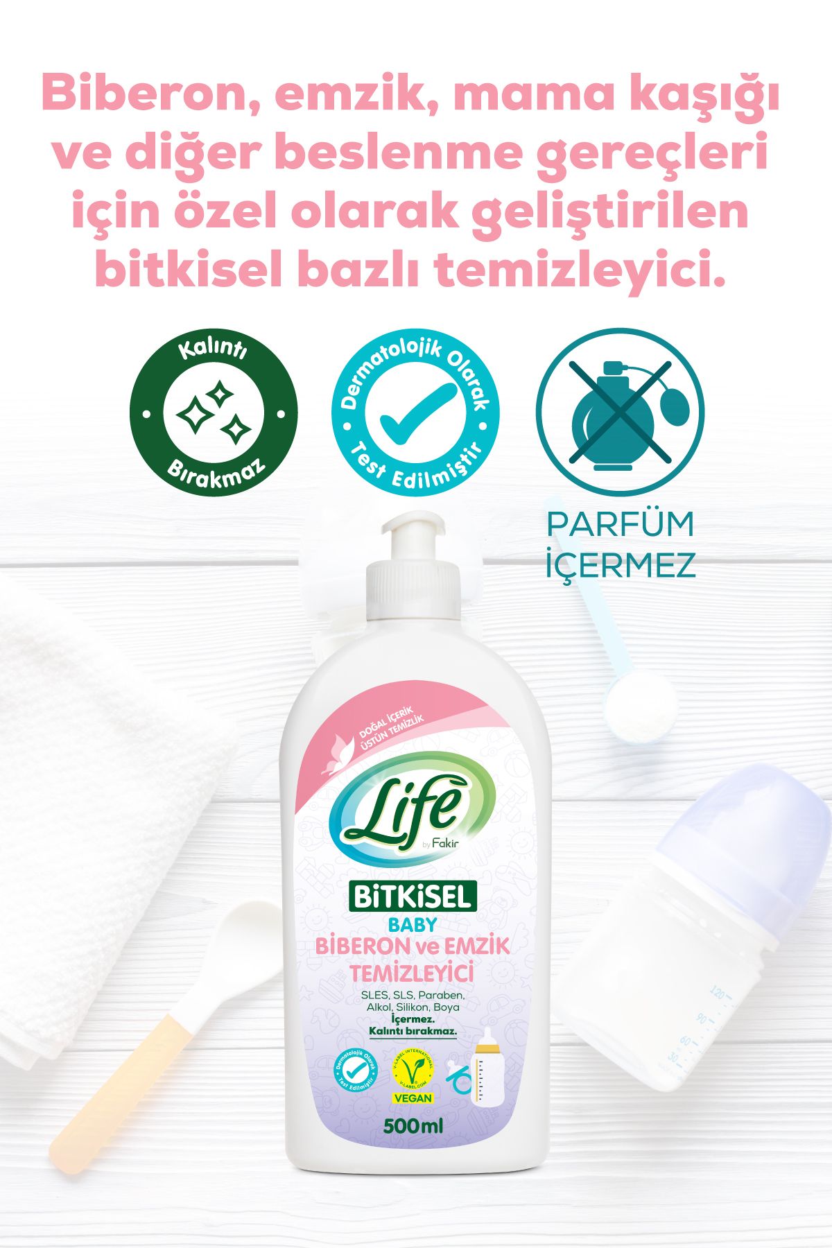 Life by Fakir Bitkisel Bebek Biberon ve Emzik Temizleyici 500 ml - Parfümsüz, Kalıntı Bırakmaz, Vegan Life by Fakir Bitkisel Bebek Biberon ve Emzik Temizleyici 500 ml - Parfümsüz, Kalıntı Bırakmaz, Vegan