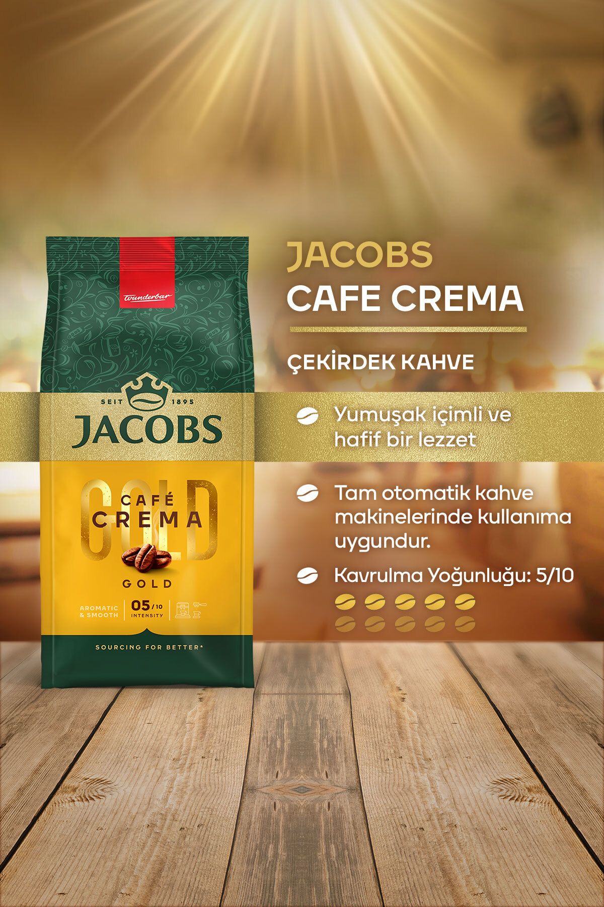 Jacobs Cafe Crema Çekirdek Kahve 500gr Jacobs Cafe Crema Çekirdek Kahve 500gr
