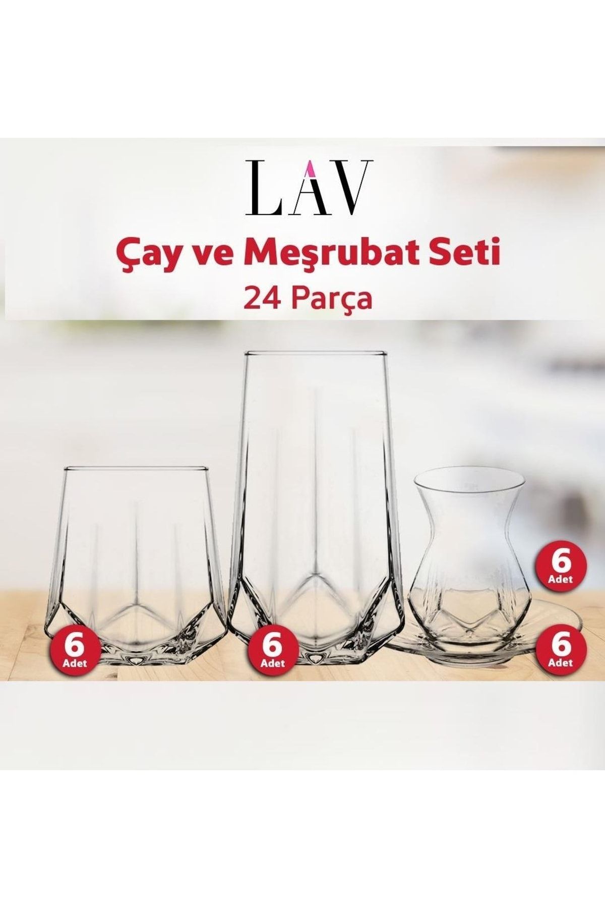 Çay Ve Su Meşrubat Bardağı Seti Takımı - 24 Parça Çay Ve Su Meşrubat Bardağı Seti Takımı - 24 Parça