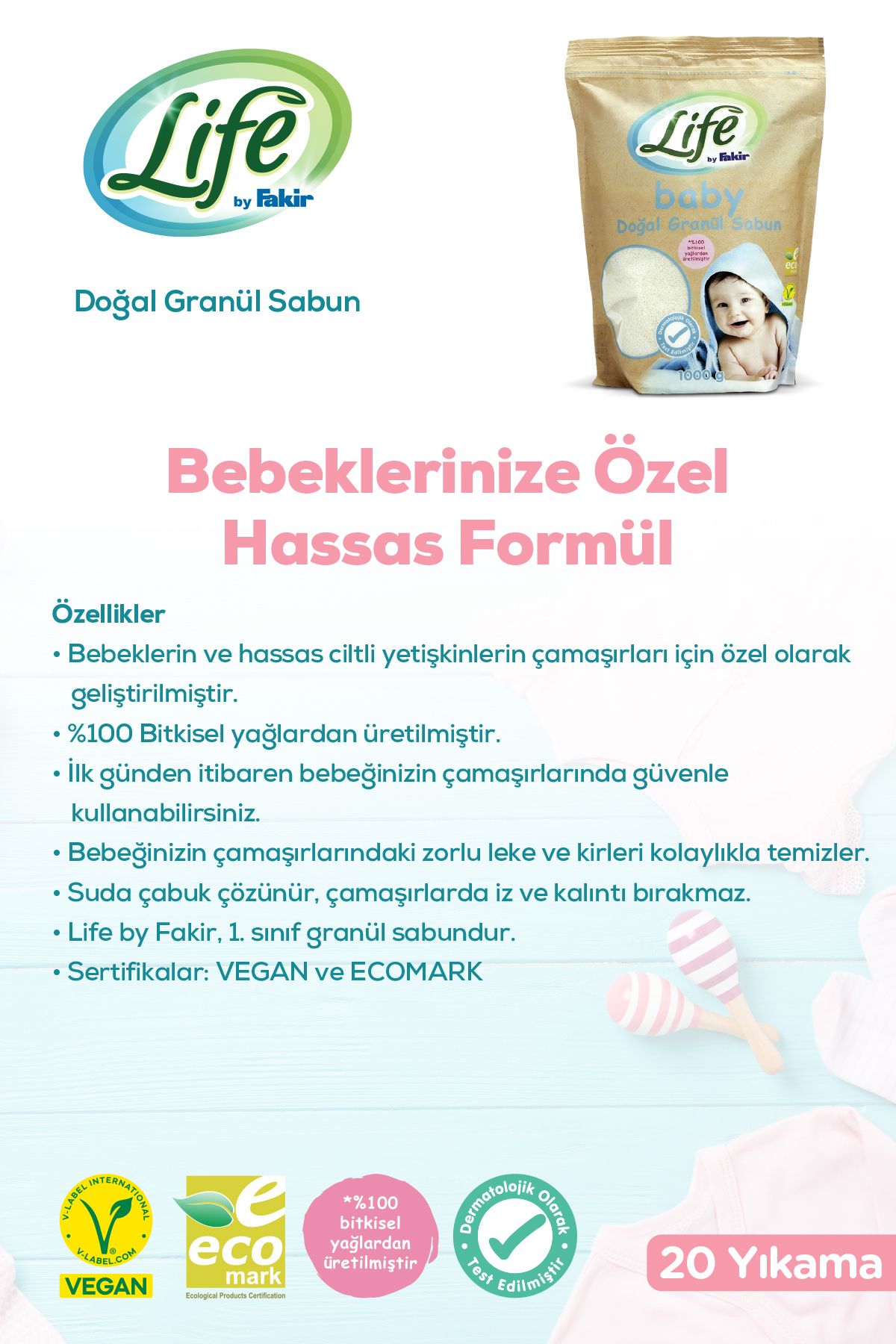 Doğal Bebek Granül Toz Sabun 1 Kg Doğal Bebek Granül Toz Sabun 1 Kg