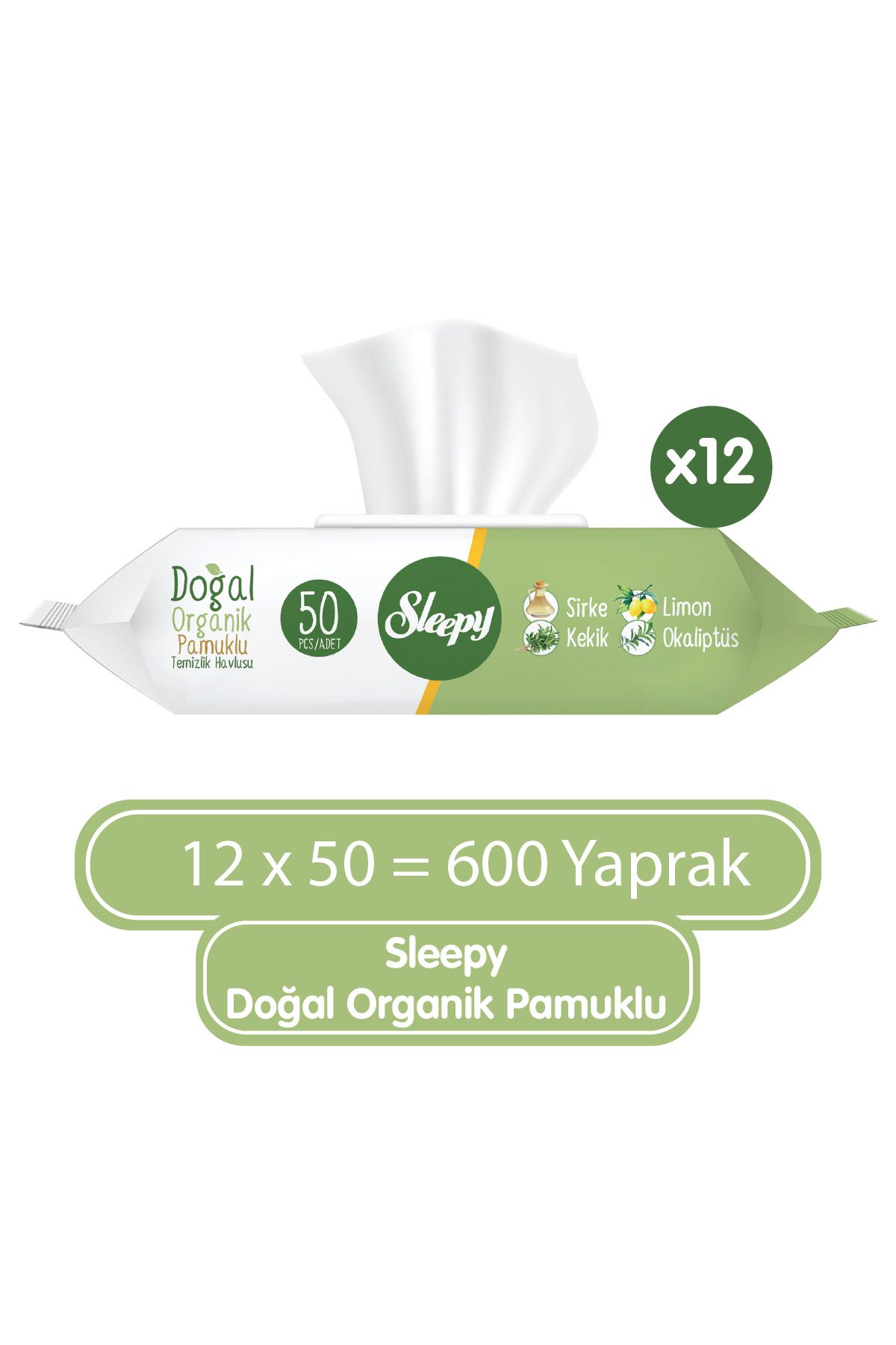 Sleepy Doğal Organik Pamuklu Temizlik Havlusu 12x50 Sleepy Doğal Organik Pamuklu Temizlik Havlusu 12x50