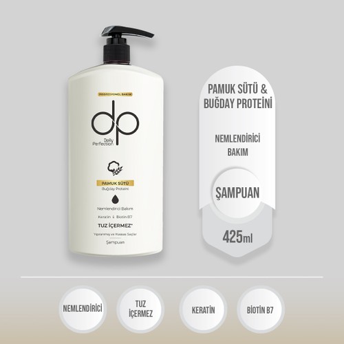 Dp Daily Perfection Şampuan 425 ml Pamuk Sütü ve Buğday Proteini Dp Daily Perfection Şampuan 425 ml Pamuk Sütü ve Buğday Proteini