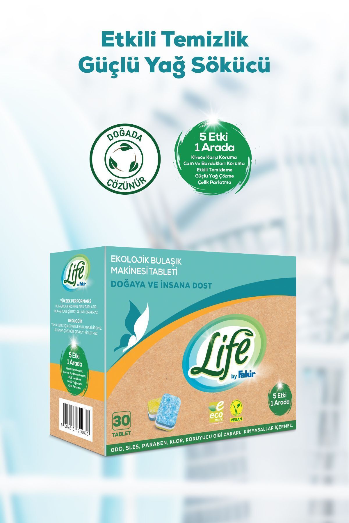 Ekolojik Vegan Bulaşık Makinesi Tablet Deterjanı 30 Lu Ekolojik Vegan Bulaşık Makinesi Tablet Deterjanı 30 Lu