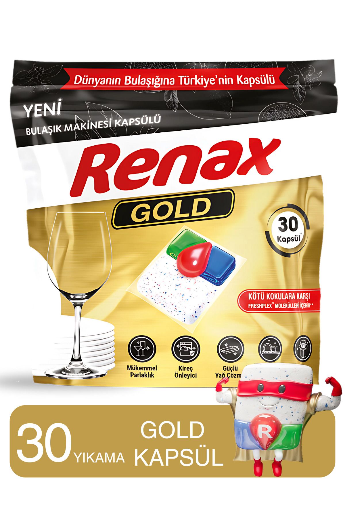 Renax Gold Bulaşık Makinesi Kapsülü Hepsi Bir Arada 30 Lu Renax Gold Bulaşık Makinesi Kapsülü Hepsi Bir Arada 30 Lu