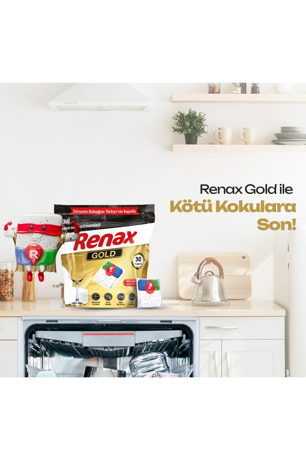 Renax Gold Bulaşık Makinesi Kapsülü Hepsi Bir Arada 30 Lu Renax Gold Bulaşık Makinesi Kapsülü Hepsi Bir Arada 30 Lu