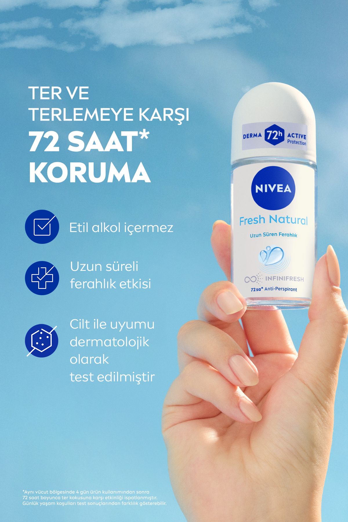 Nivea Kadın Roll-on Deodorant Fresh Natural 50ml, 72 Saat Anti-Perspirant Ter Koruması, Okyanus Özleri Nivea Kadın Roll-on Deodorant Fresh Natural 50ml, 72 Saat Anti-Perspirant Ter Koruması, Okyanus Özleri