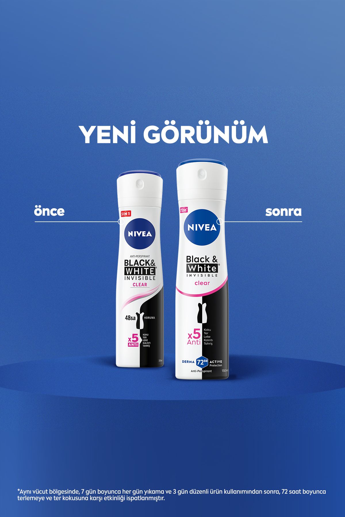 Nivea Kadın Sprey Deodorant Black&White Invisible Clear 150ml, 72 Saat Anti-perspirant Ter Koruması Nivea Kadın Sprey Deodorant Black&White Invisible Clear 150ml, 72 Saat Anti-perspirant Ter Koruması