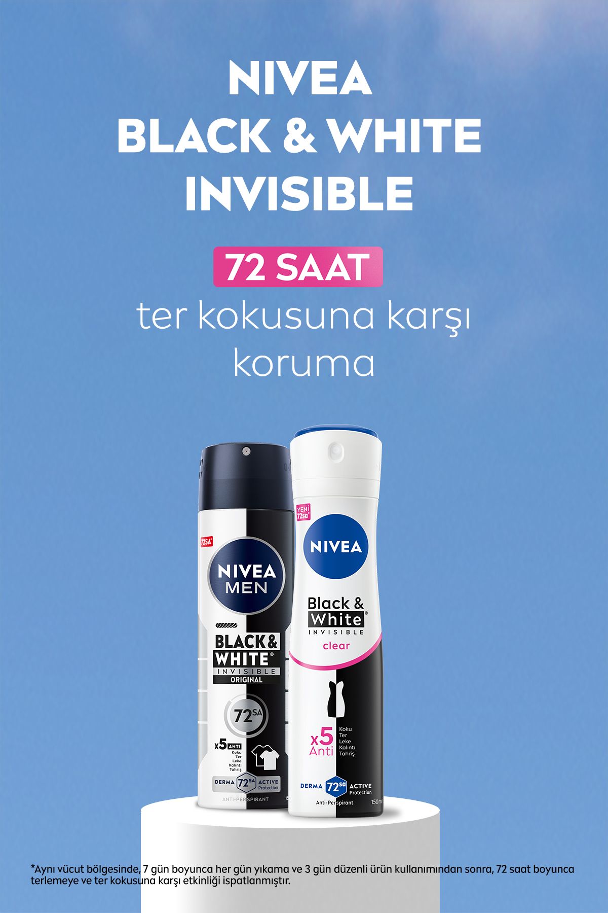 Nivea Kadın Sprey Deodorant Black&White Invisible Clear 150ml, 72 Saat Anti-perspirant Ter Koruması Nivea Kadın Sprey Deodorant Black&White Invisible Clear 150ml, 72 Saat Anti-perspirant Ter Koruması
