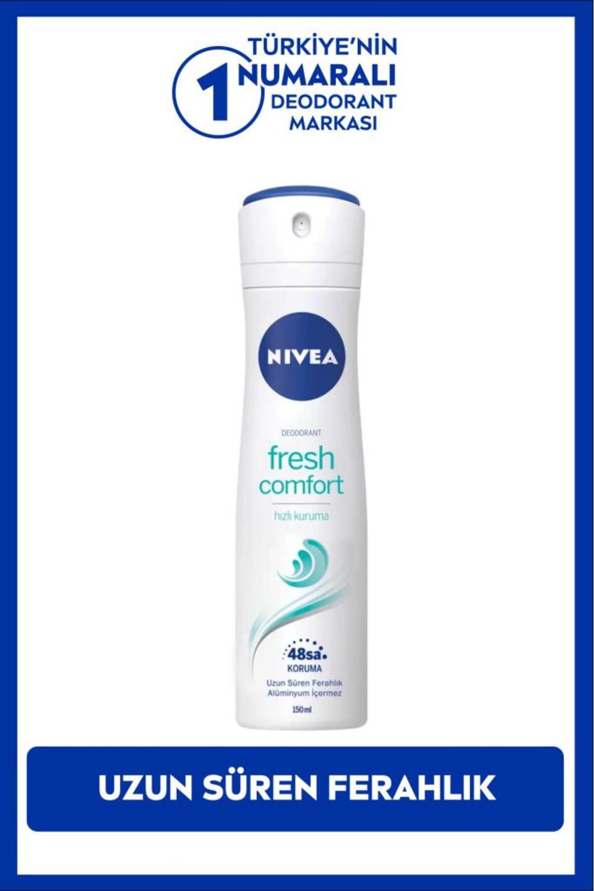 Nivea Kadın Sprey Deodorant Fresh Comfort 150ml, Ter Kokusuna Karşı 48 Saat Koruma, Gün Boyu Ferahlık Nivea Kadın Sprey Deodorant Fresh Comfort 150ml, Ter Kokusuna Karşı 48 Saat Koruma, Gün Boyu Ferahlık
