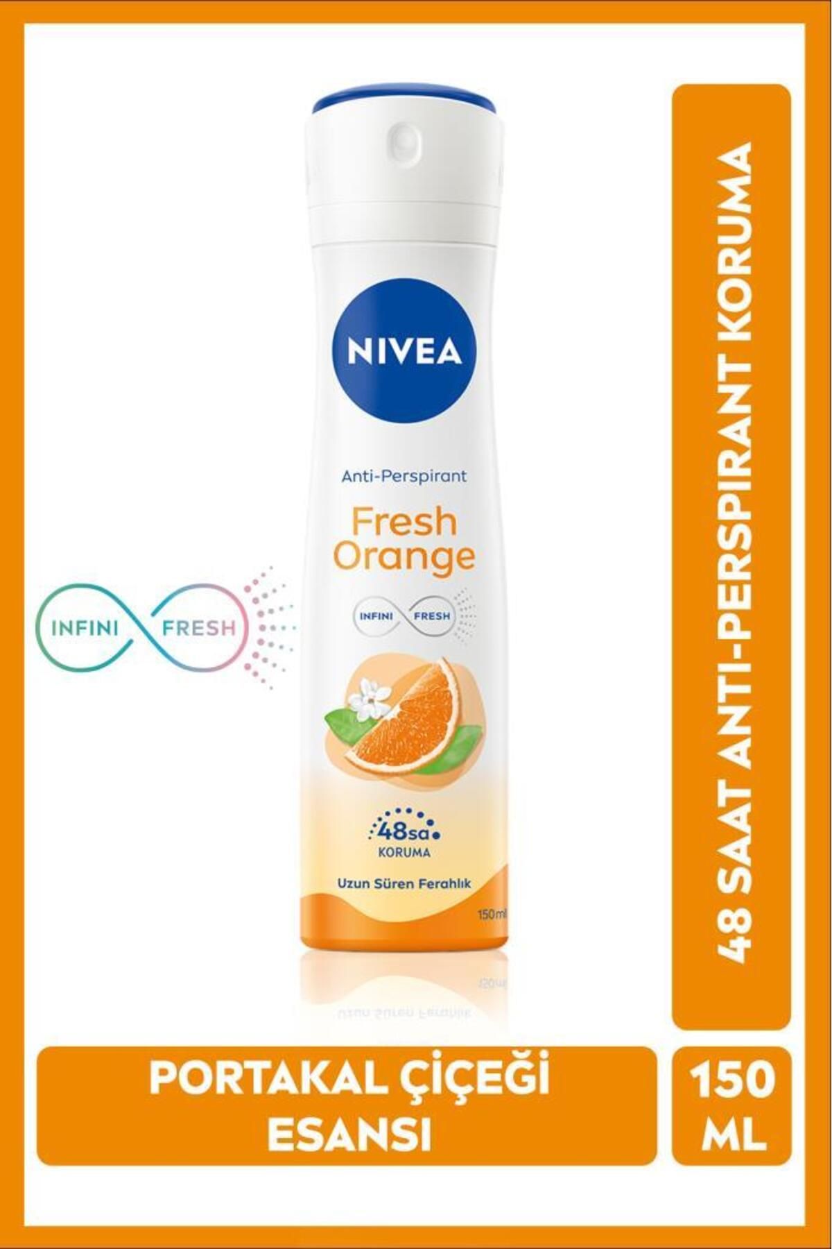 Nivea Kadın Sprey Deodorant Fresh Orange 150ml, Ter Kokusuna Karşı 48 Saat Koruma, Portakal Kokusu Nivea Kadın Sprey Deodorant Fresh Orange 150ml, Ter Kokusuna Karşı 48 Saat Koruma, Portakal Kokusu