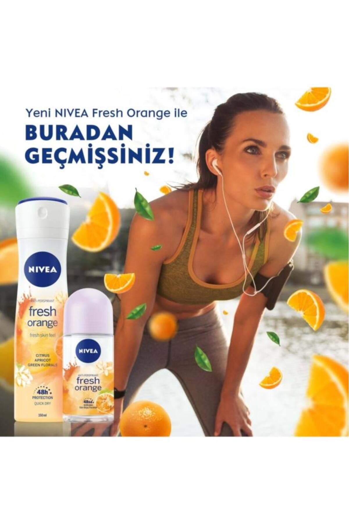 Nivea Kadın Sprey Deodorant Fresh Orange 150ml, Ter Kokusuna Karşı 48 Saat Koruma, Portakal Kokusu Nivea Kadın Sprey Deodorant Fresh Orange 150ml, Ter Kokusuna Karşı 48 Saat Koruma, Portakal Kokusu