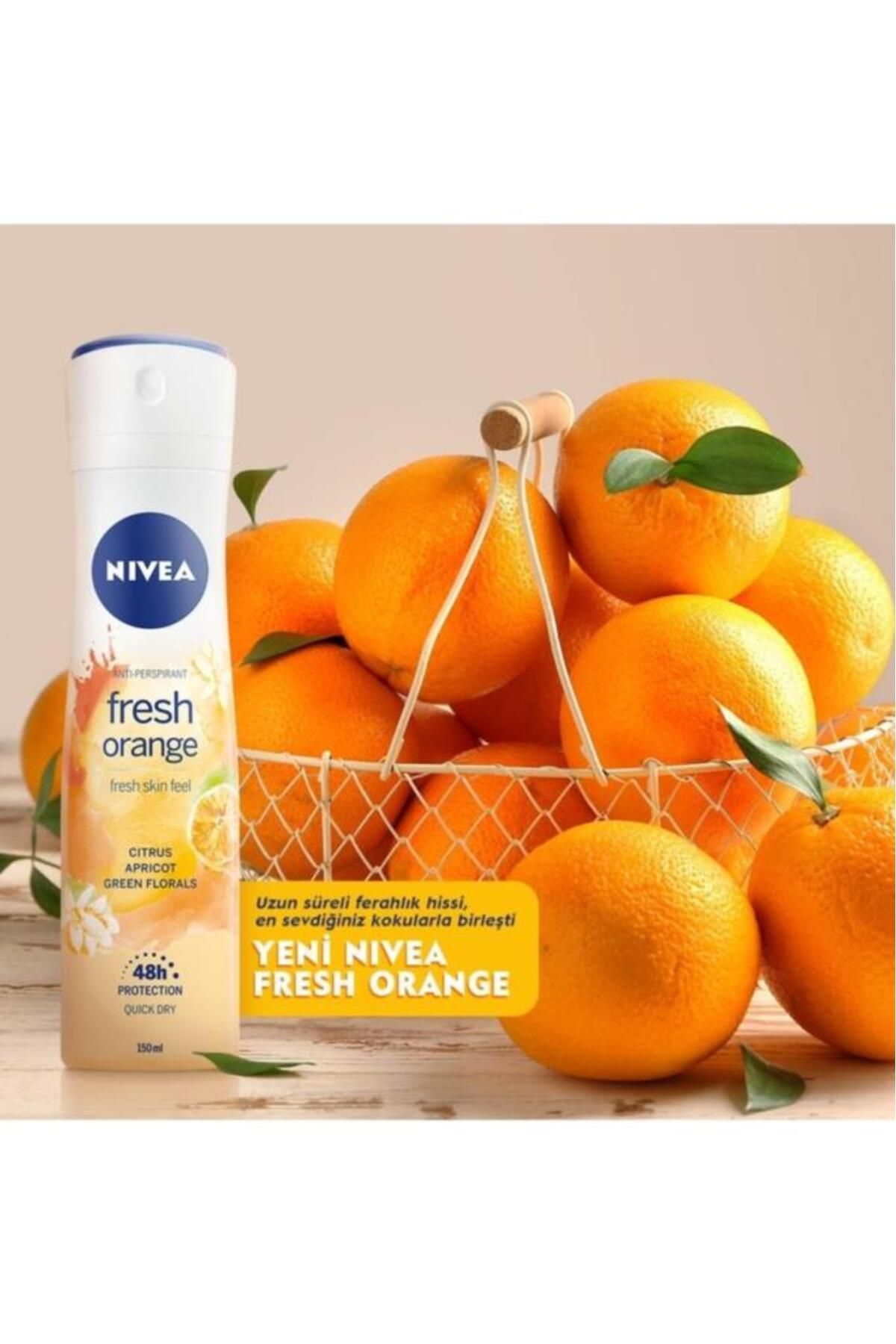 Nivea Kadın Sprey Deodorant Fresh Orange 150ml, Ter Kokusuna Karşı 48 Saat Koruma, Portakal Kokusu Nivea Kadın Sprey Deodorant Fresh Orange 150ml, Ter Kokusuna Karşı 48 Saat Koruma, Portakal Kokusu