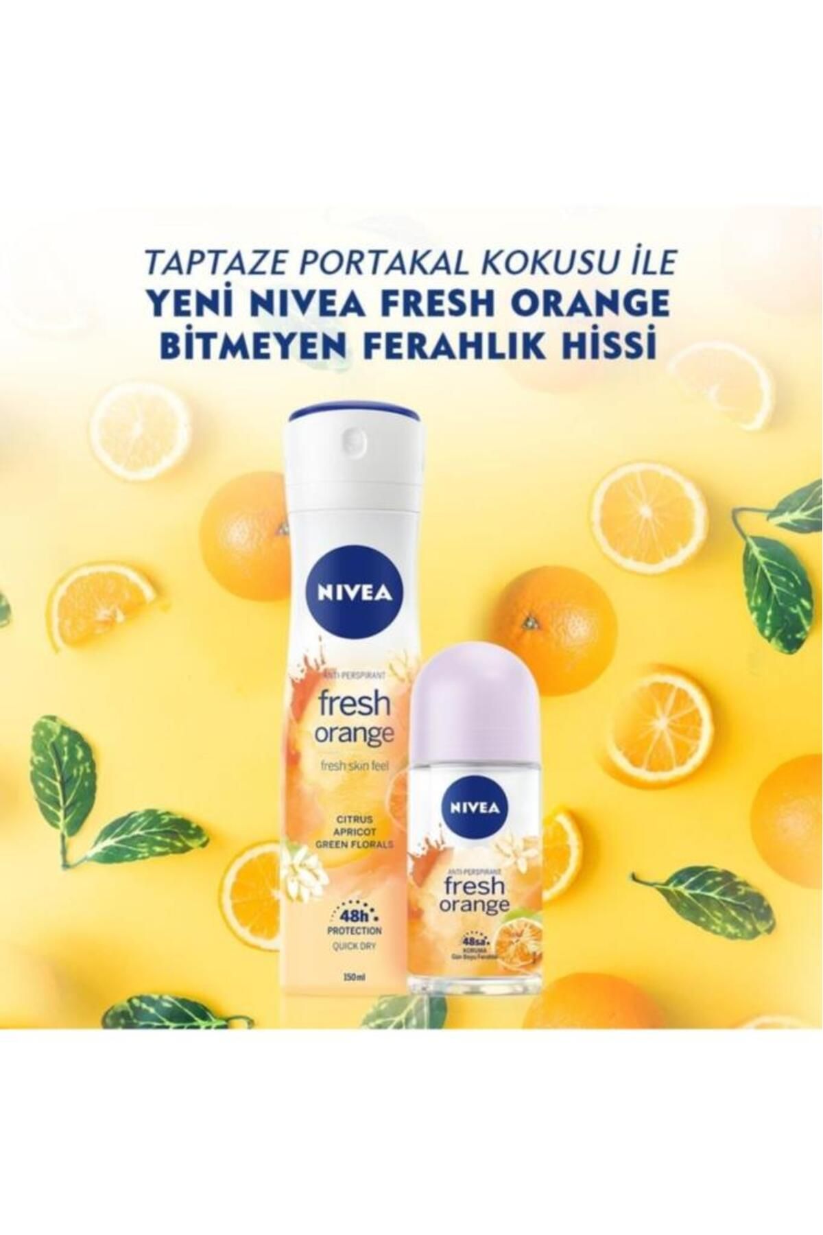 Nivea Kadın Sprey Deodorant Fresh Orange 150ml, Ter Kokusuna Karşı 48 Saat Koruma, Portakal Kokusu Nivea Kadın Sprey Deodorant Fresh Orange 150ml, Ter Kokusuna Karşı 48 Saat Koruma, Portakal Kokusu