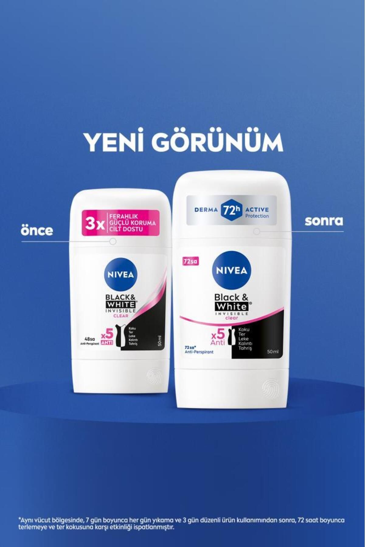 Nivea Kadın Stick Deodorant Black&white Invisible Clear 50ml, 72 Saat Anti-perspirant Ter Koruması Nivea Kadın Stick Deodorant Black&white Invisible Clear 50ml, 72 Saat Anti-perspirant Ter Koruması