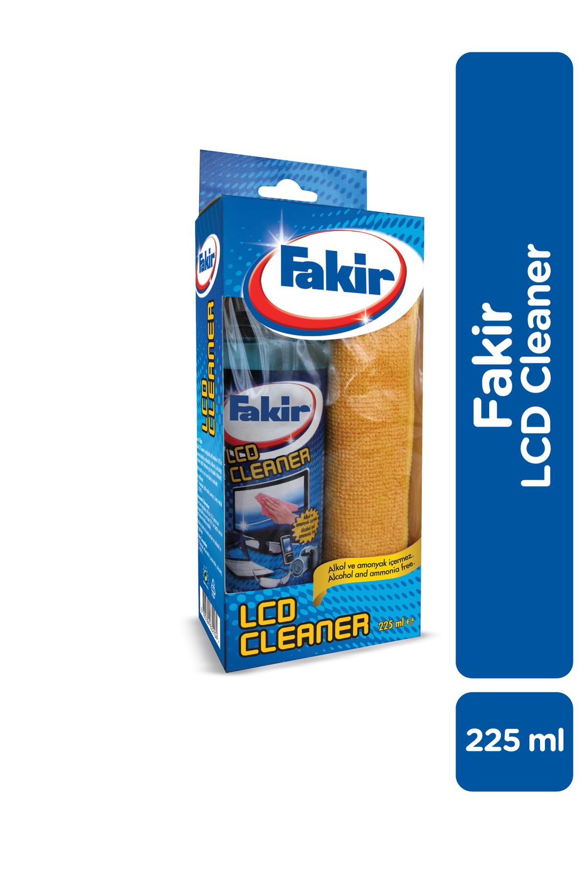 Fakir LCD Ekran Temizleyici Set 225 ml – Mikrofiber Bezli, Alkol ve Amonyak İçermez Fakir LCD Ekran Temizleyici Set 225 ml – Mikrofiber Bezli, Alkol ve Amonyak İçermez