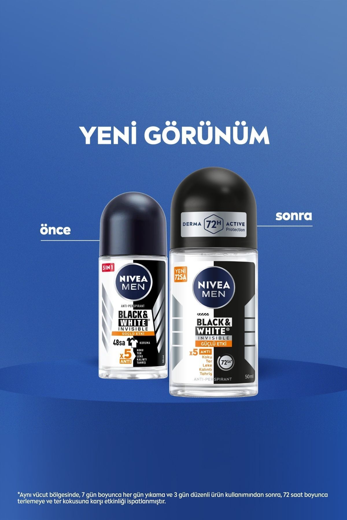 Nivea MEN Erkek Roll-on Deodorant Black&White Invisible GüçlüEtki 50ml, 72 Saat Anti-perspirant Ter Koruma Nivea MEN Erkek Roll-on Deodorant Black&White Invisible GüçlüEtki 50ml, 72 Saat Anti-perspirant Ter Koruma