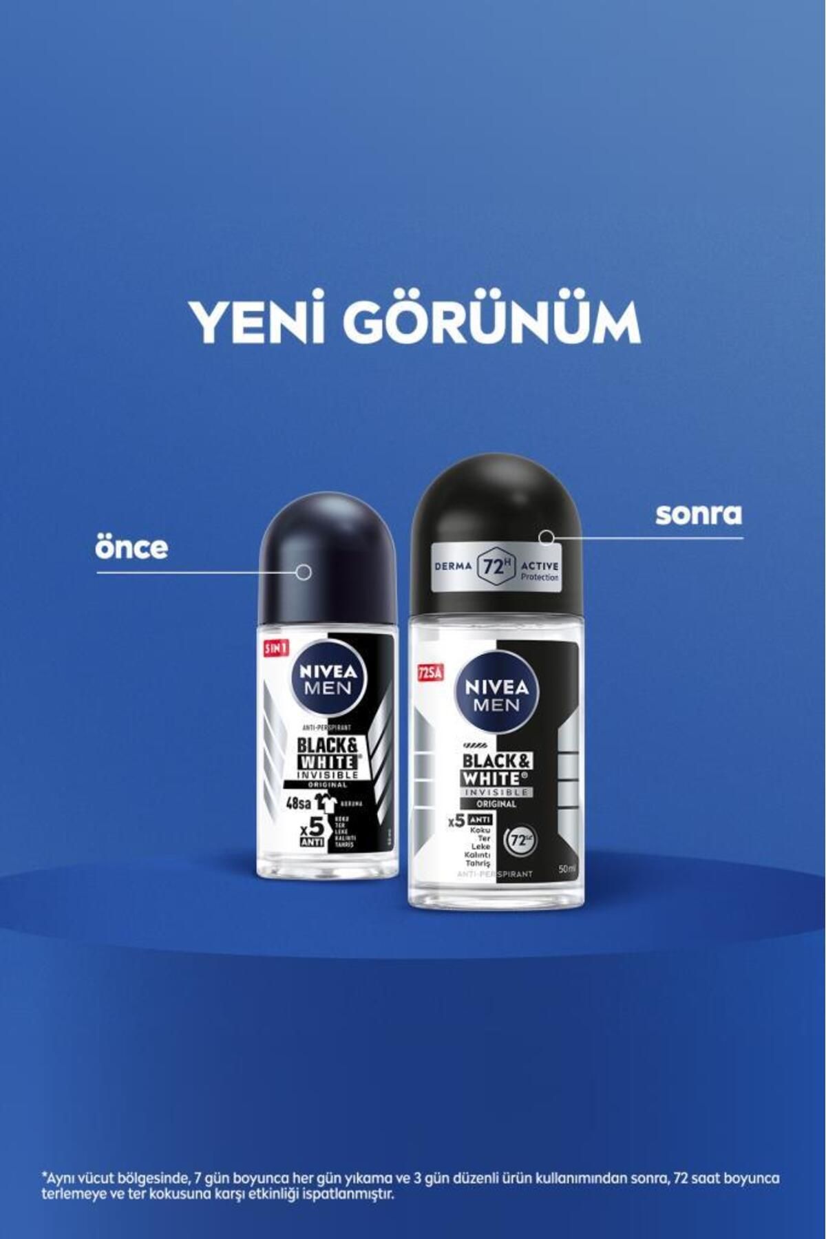 Nivea Men Erkek Roll On Deodorant Black&white Invisible Original 50ml, 72 Saat Anti-perspirant Koruma Nivea Men Erkek Roll On Deodorant Black&white Invisible Original 50ml, 72 Saat Anti-perspirant Koruma