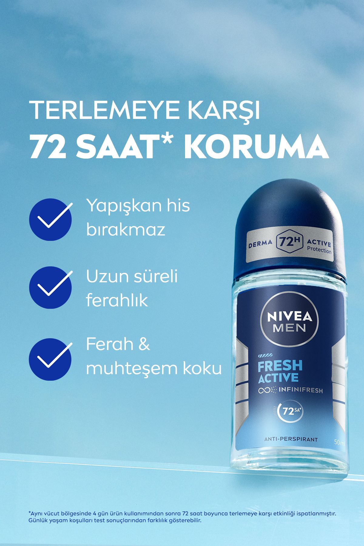 Nivea MEN Erkek Roll-on Deodorant Fresh Active 50ml, Terlemeye Karşı 72 Saat Anti-perspirant, Ferah His Nivea MEN Erkek Roll-on Deodorant Fresh Active 50ml, Terlemeye Karşı 72 Saat Anti-perspirant, Ferah His