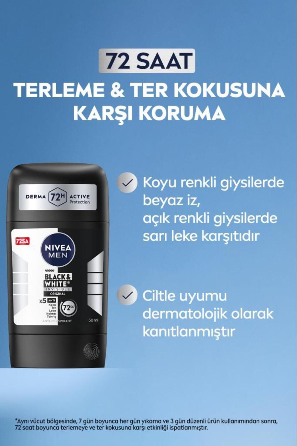 Nivea MEN Erkek Stick Deodorant Black&white Invisible Original 50ml, 72 Saat Anti-perspirant Ter Koruması Nivea MEN Erkek Stick Deodorant Black&white Invisible Original 50ml, 72 Saat Anti-perspirant Ter Koruması