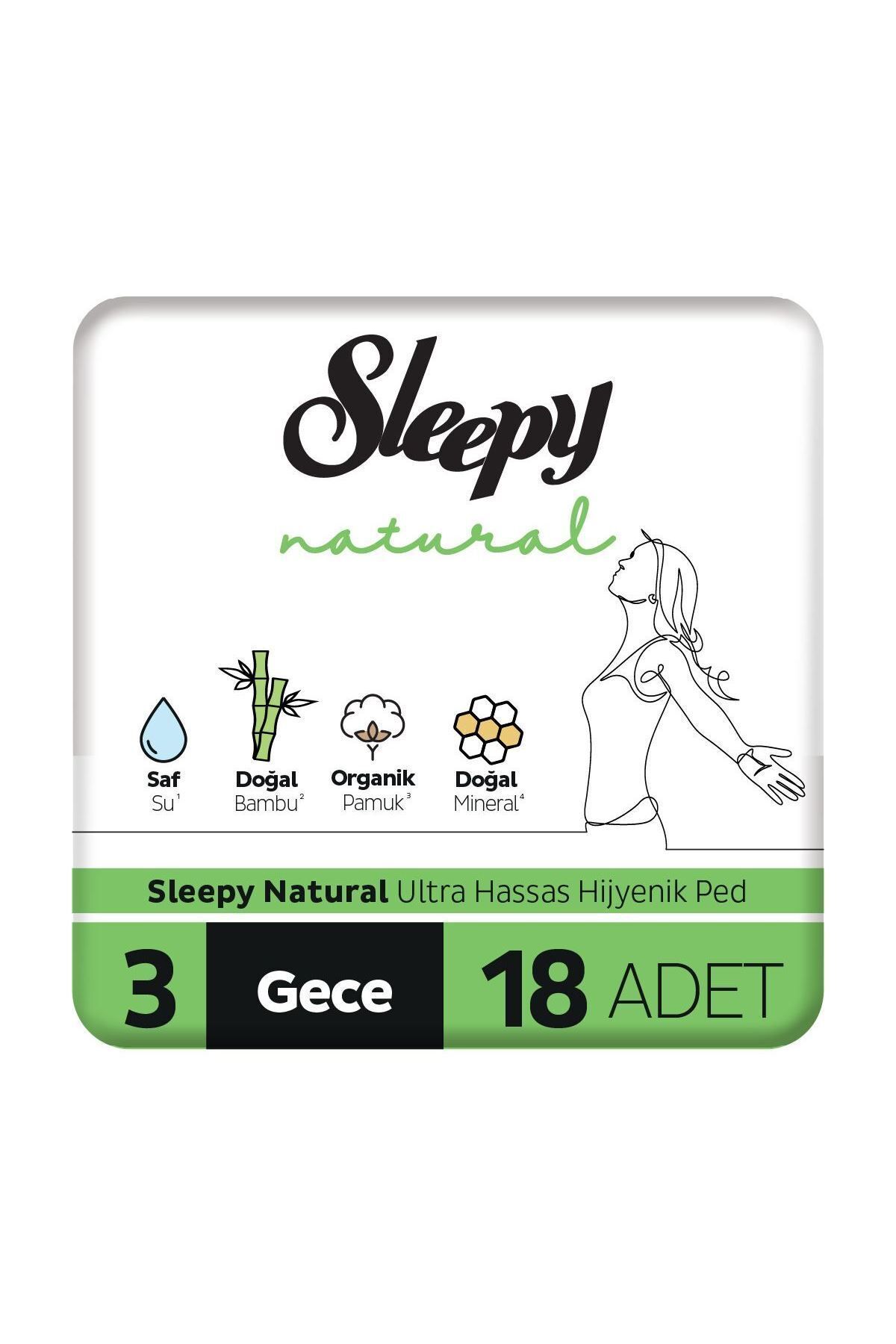 Sleepy Natural Ultra Hassas Hijyenik Ped Gece 18 Adet Ped Sleepy Natural Ultra Hassas Hijyenik Ped Gece 18 Adet Ped