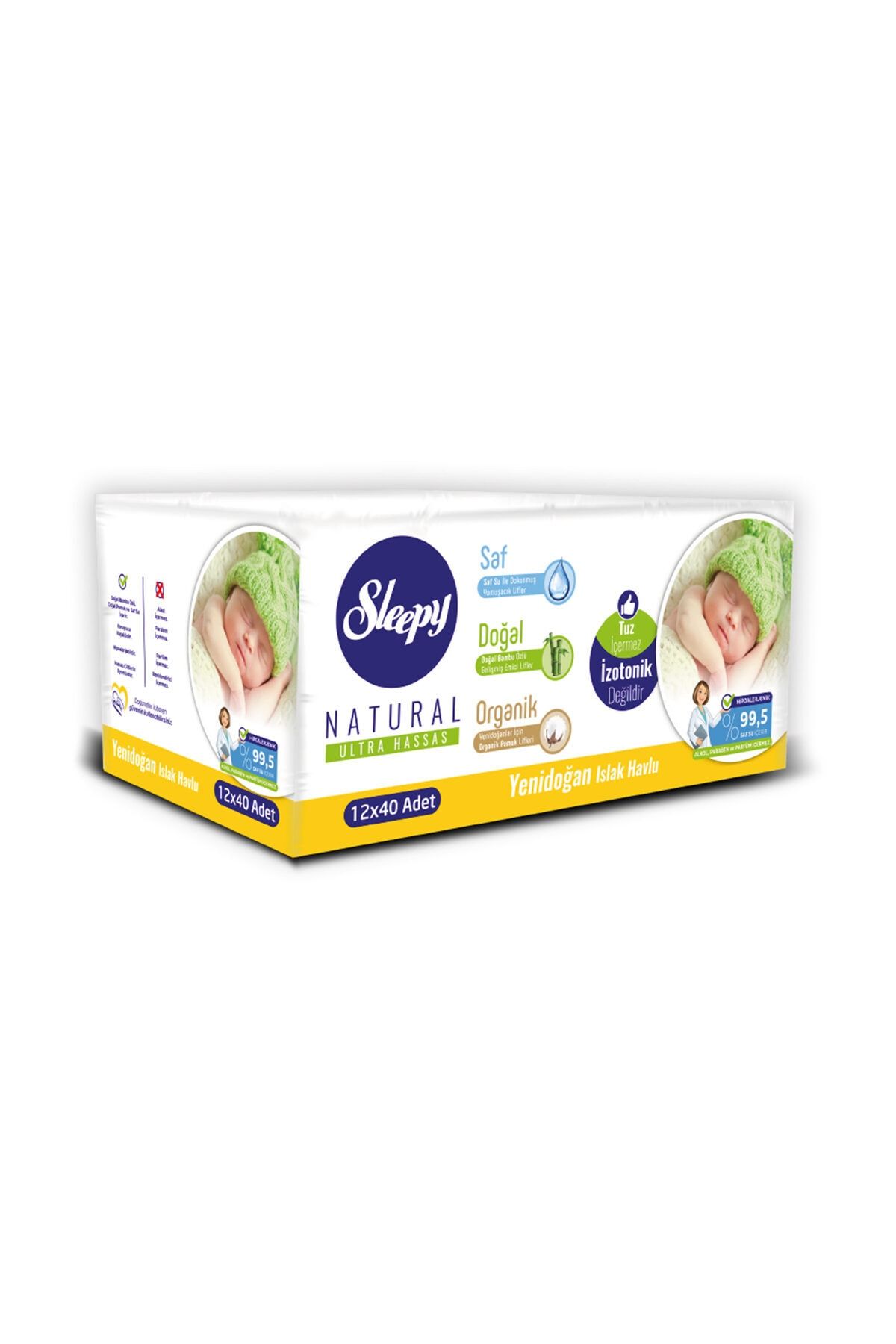 Sleepy Natural Yenidoğan Islak Pamuklu Havlu12x40 480 Yaprak Sleepy Natural Yenidoğan Islak Pamuklu Havlu12x40 480 Yaprak