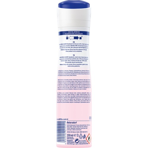 Nivea Kadın Sprey Deodorant Fresh Cherry, 48 Saat Anti-perspirant koruma, 150 ml Nivea Kadın Sprey Deodorant Fresh Cherry, 48 Saat Anti-perspirant koruma, 150 ml