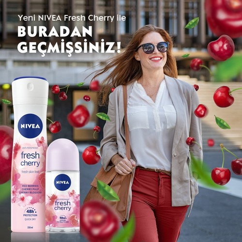 Nivea Kadın Sprey Deodorant Fresh Cherry, 48 Saat Anti-perspirant koruma, 150 ml Nivea Kadın Sprey Deodorant Fresh Cherry, 48 Saat Anti-perspirant koruma, 150 ml