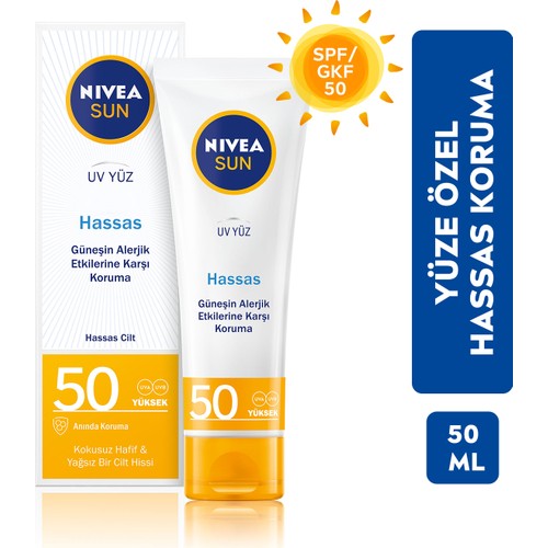 Nivea Sun Uv Yüz Hassas Yatıştırıcı Krem Gkf 50 50 ml Nivea Sun Uv Yüz Hassas Yatıştırıcı Krem Gkf 50 50 ml