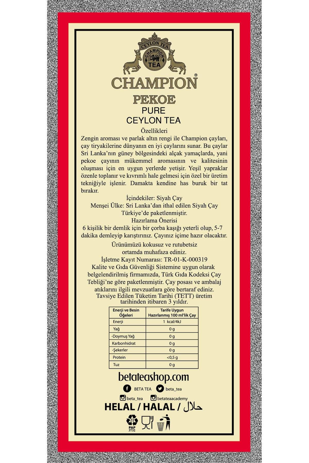 Champion Pekoe 500 gr (SUPER PEKOE-SEYLAN ÇAYI - CEYLON TEA) Champion Pekoe 500 gr (SUPER PEKOE-SEYLAN ÇAYI - CEYLON TEA)