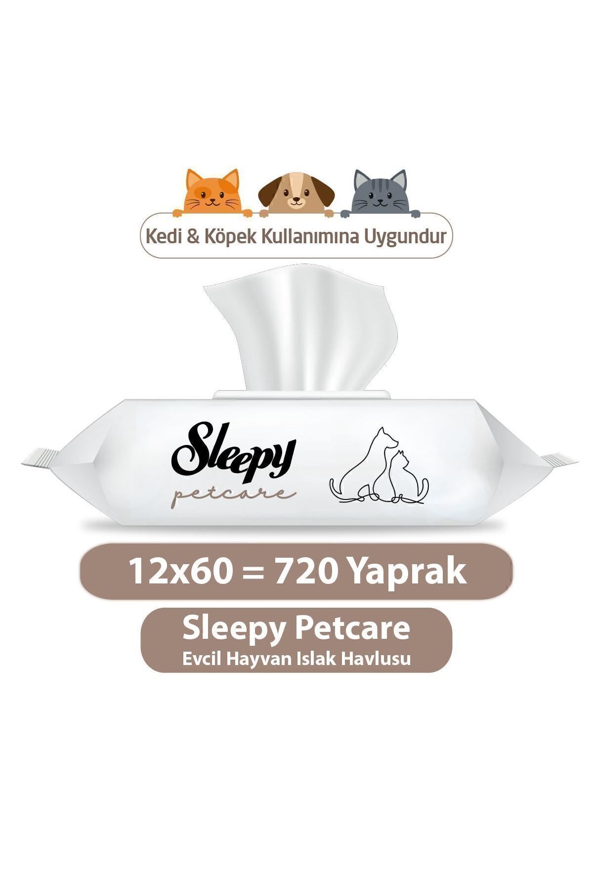 Sleepy Petcare Evcil Hayvan Islak Havlusu 12x60 Yaprak Sleepy Petcare Evcil Hayvan Islak Havlusu 12x60 Yaprak