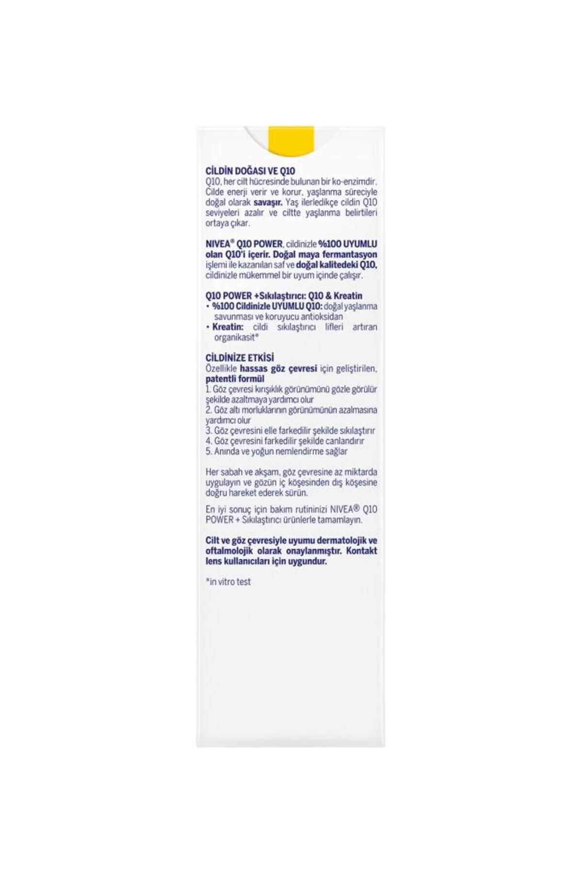 Nivea Q10 Kırışıklık Karşıtı Göz Bakım Kremi 15ml, Şişkinlik Ve Koyu Halka Görünümü, Koenzim, Kreatin Nivea Q10 Kırışıklık Karşıtı Göz Bakım Kremi 15ml, Şişkinlik Ve Koyu Halka Görünümü, Koenzim, Kreatin