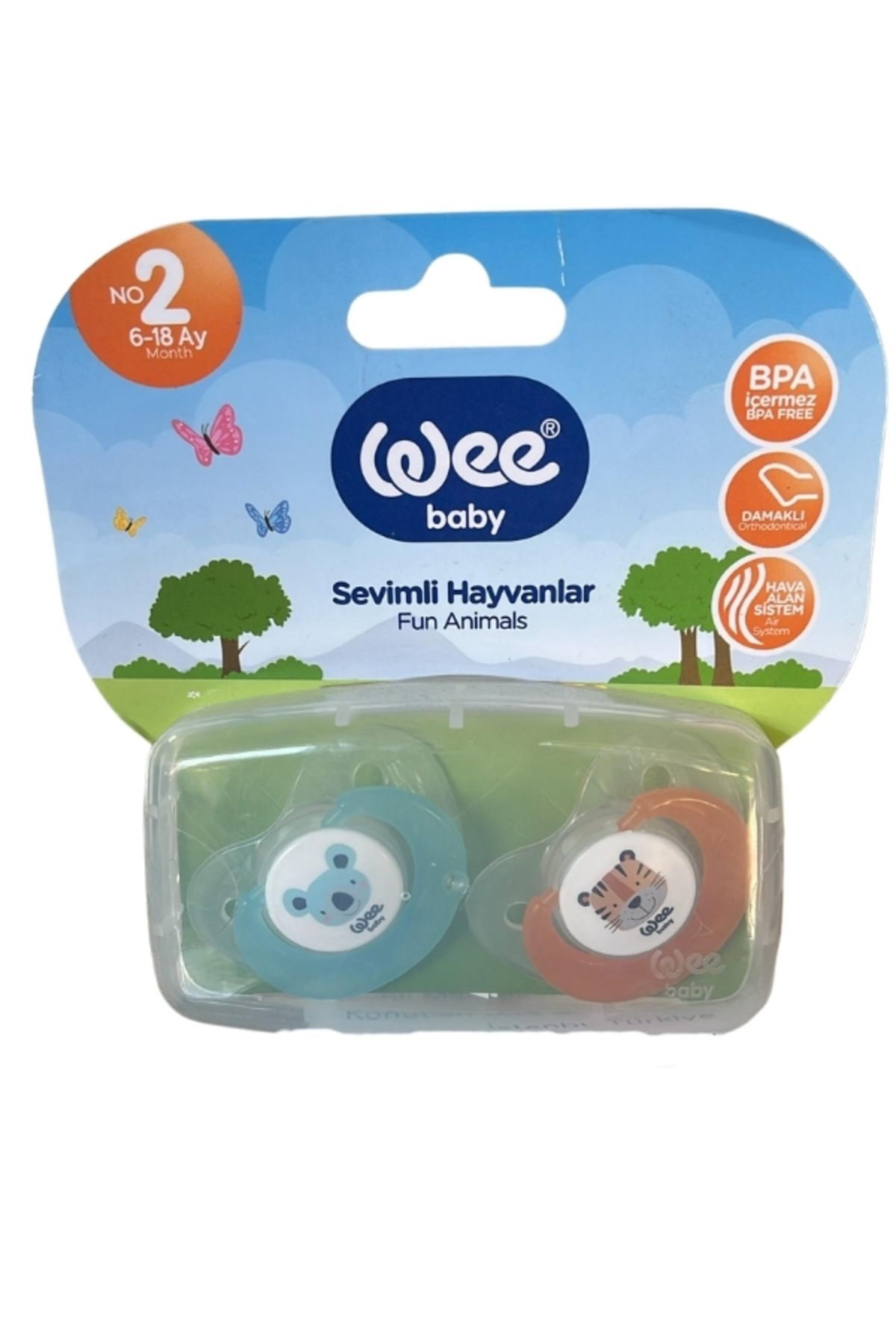 Wee Baby Sevimli Hayvanlar 2`li Emzik No:2 6-18 ay Mavi - Turuncu Wee Baby Sevimli Hayvanlar 2`li Emzik No:2 6-18 ay Mavi - Turuncu