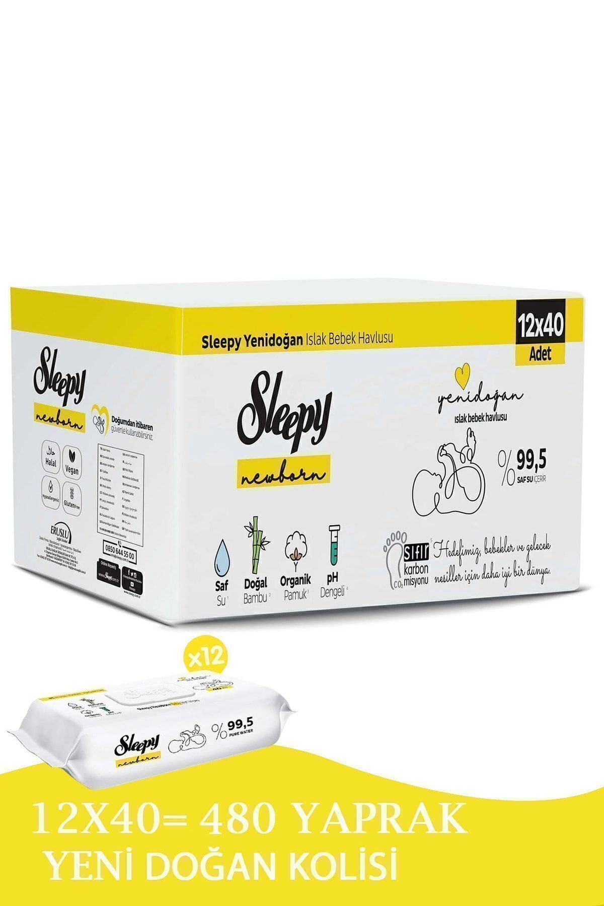 Sleepy Yenidoğan Newborn Islak Mendil 12x40lı (480 YAPRAK) Sleepy Yenidoğan Newborn Islak Mendil 12x40lı (480 YAPRAK)