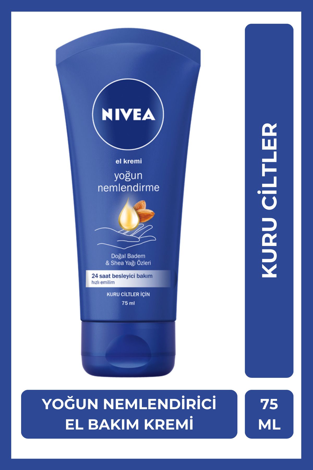 Nivea Yoğun Nemlendirici El Bakım Kremi 75ml, Doğal Badem, Shea Yağı, Koruyucu, Besleyici, Kuru Ciltler Nivea Yoğun Nemlendirici El Bakım Kremi 75ml, Doğal Badem, Shea Yağı, Koruyucu, Besleyici, Kuru Ciltler